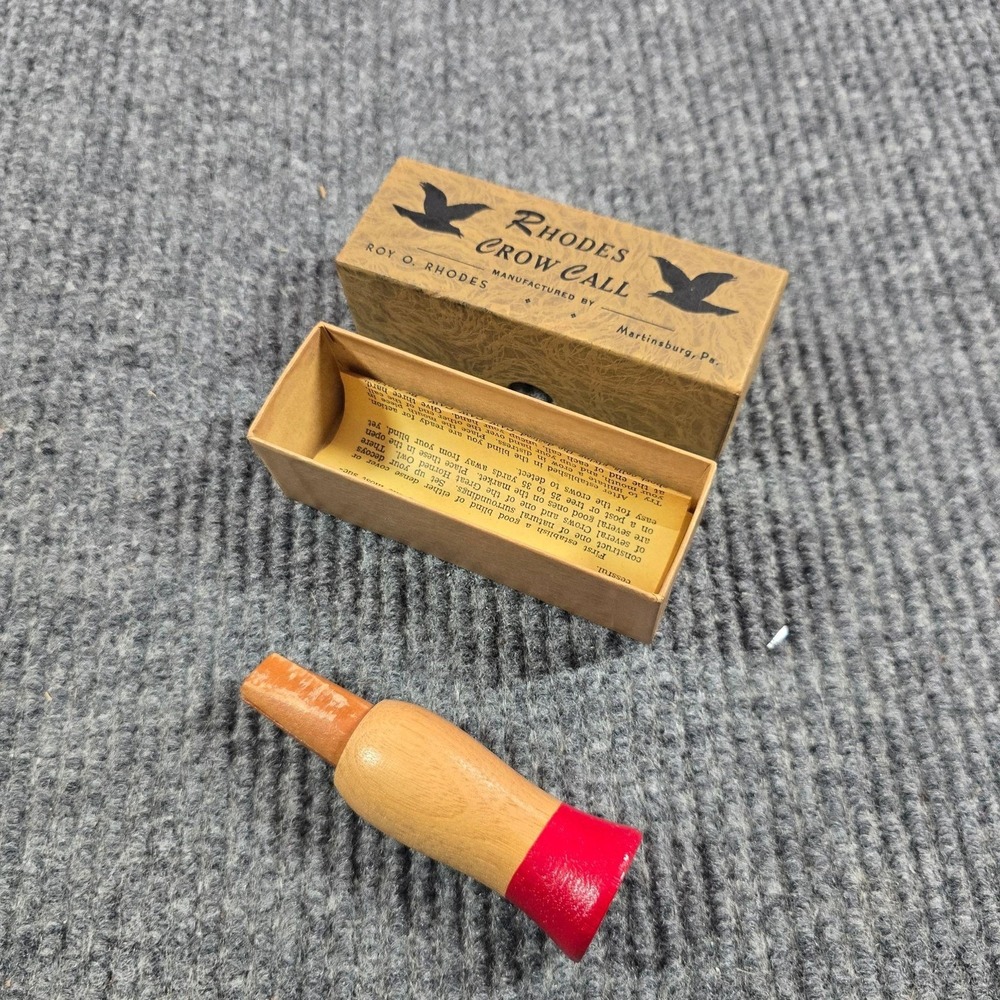 Vintage Rhodes Crow Call Wood Mouth Call Box Roy O Rhodes Martinsburg PA